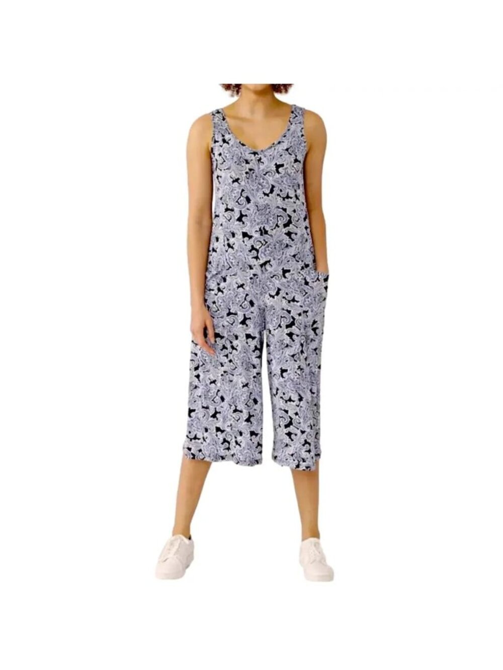 NEW Kim & Co Blue Paisley Gaucho Jumpsuit - Large